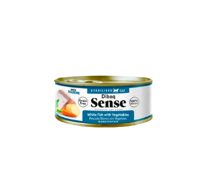 Dibaq Sense Cat Lata de Pescado Blanco y vegetales para gatos adultos y esterilizados.
Textura en fillets, atractivo para el paladar de los gatos que les permite mordisquear los trocitos desmigajados.
Hipoalergénico, ideal para alergias e intolerancias. Monoproteica.
Tienda de mascotas Shop Animal Spirit en La Puebla de Montalbán (Toledo).