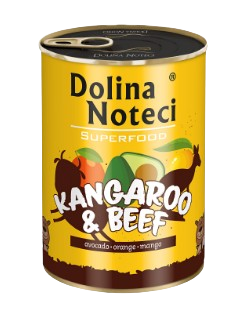 Las latas de Dolina Noteci Superfood está elaborada con ingredientes naturales de alta calidad con un 80% de carne y sin cereales, además de contener superalimentos para darle la mejor alimentación a tu perro.  Tienda de alimentación animal Shop Animal Spirit en La Puebla de Montalban (Toledo). Envíos a domicilio.