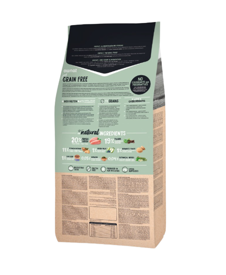 Ownat Grain Free Chicken es un alimento completo y equilibrado para perros adultos de cualquier raza y tamaño, elaborado con las mejores carnes frescas para tu peludo. Descubre más en Shop Animal Spirit