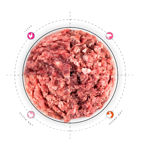 Pack iniciación dieta barf todo carne de 4 tipos: cerdo, pollo, pavo y conejo. Descubre más alimentación natural BARF en Shop Animal Spirit