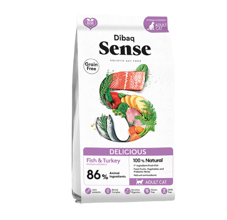 Pienso DIBAQ SENSE CAT Grain Free Delicious (Pescado y Pavo)para gatos