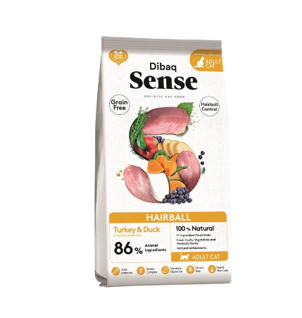 Pienso DIBAQ SENSE CAT Grain free Hairball (Pato y Pavo) para gatos
