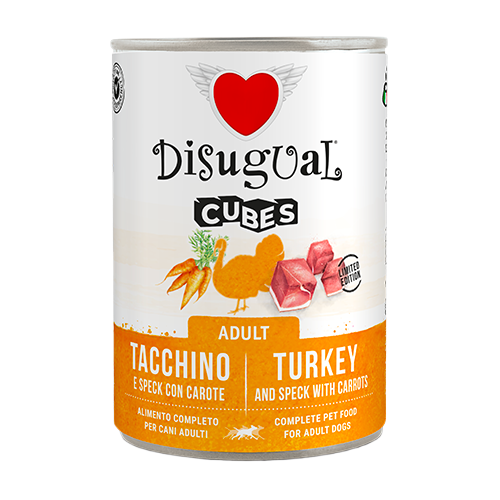 DISUGUAL Lata Cubes Pavo, Speck y Zanahorias (6x400g) para perros