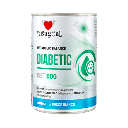 Disugual Lata Diabetic para perros de pescado blanco