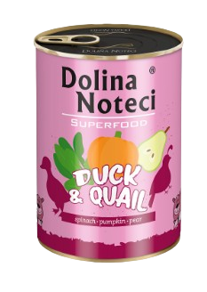 Las latas de Dolina Noteci Superfood está elaborada con ingredientes naturales de alta calidad con un 80% de carne y sin cereales, además de contener superalimentos para darle la mejor alimentación a tu perro.  Tienda de alimentación animal Shop Animal Spirit en La Puebla de Montalban (Toledo). Envíos a domicilio.