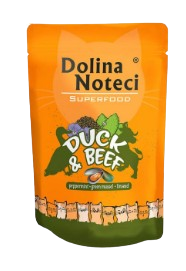 Los sobres de Dolina Noteci Superfood está elaborada con ingredientes naturales de alta calidad con un 80% de carne y sin cereales, además de contener superalimentos para darle la mejor alimentación a tu gato.  Tienda de alimentación animal Shop Animal Spirit en La Puebla de Montalban (Toledo). Envíos a domicilio.