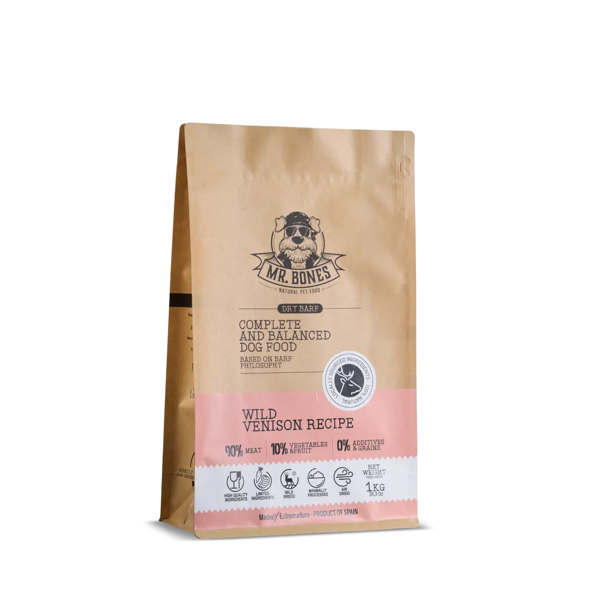 MR BONES Dry Barf Ciervo Comida deshidratada para perros