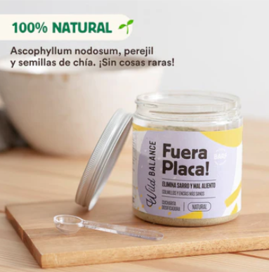 FUERA PLACA! es un suplemento natural a base de algas marinas que ayuda a mantener una higiene bucal saludable, tanto de dientes como de encías. Este suplemento antisarro ayuda a reducir y/o eliminar la placa bacteriana y mejora el mal aliento.. Descubre más en Shop Animal Spirit.