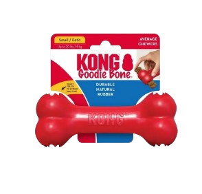 El Kong Goodie Bone es el juguete ideal para perros que les gusta morder, ya que está hecho de goma y es seguro y resistente.&nbsp; Sus extremos tienen Goodie Grippers patentados para rellenar, por lo que tendrá un doble entretenimiento. Disponible en varios tamaños. Juguetes para perros en Shop Animal Spirit.