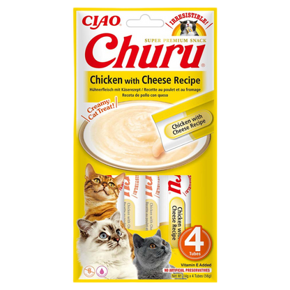 INABA Churu CAT Snack Cremoso para gatos de Pollo con Queso