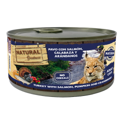 Lata NATURAL GREATNESS Pavo con salmón para gatos