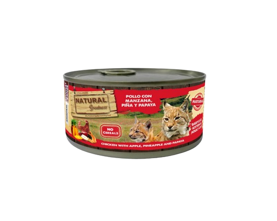 Las latas de Natural Greatness de pollo son ideales para gatos adultos y gatitos. Sin cereales. Con una única fuente de proteína el pollo, bajo en grasas. Más en Shop Animal Spirit