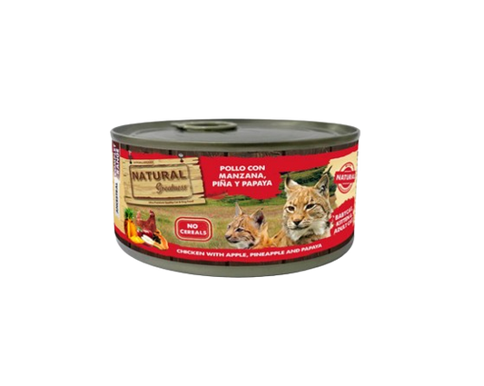 Las latas de Natural Greatness de pollo son ideales para gatos adultos y gatitos. Sin cereales. Con una única fuente de proteína el pollo, bajo en grasas. Más en Shop Animal Spirit