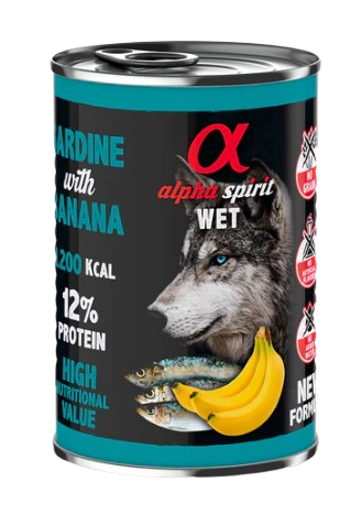 Las latas de Alpha Spirit de sardina y plátano son ideales para alergias e intolerancias porque son monoproteicas y sin cereales. Descubre ofertas en Shop Animal Spirit