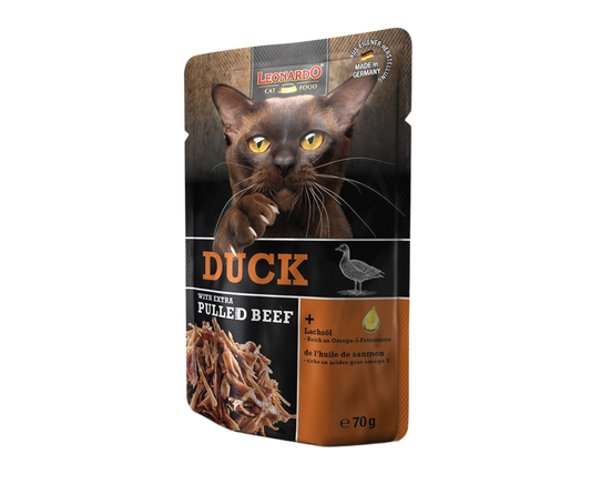 Leonardo Duck Pato y Extra Pulled Ternera para gatos