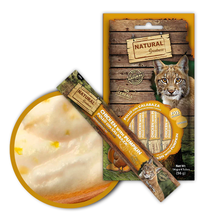 NATURAL GREATNESS Snack Cremoso Pollo con Calabaza - Digest Support para gatos