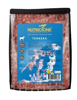 Menú completo BARF de ternera de Nutricione para perros de todas las razas y edades. Monoproteico de ternera, ideal para alergias e intolerancias. Descubre los beneficios de la alimentación natural en Shop Animal Spirit