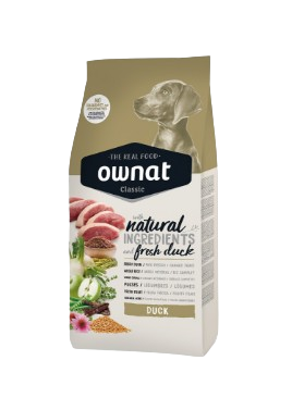 Ownat classic duck es un alimento completo para perros con carne fresca de pato. Descubre más productos en Shop Animal Spirit