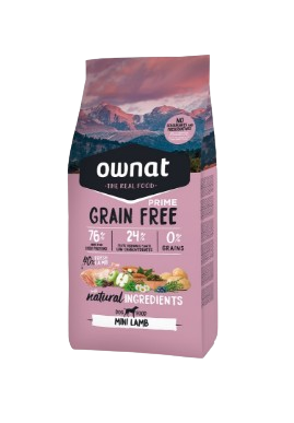 Ownat grain free prime mini cordero es un pienso premium diseñado para razas minis o hasta 10kg por el tamaño de su croqueta. Descubre más en Shop Animal Spirit