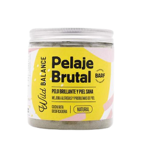 PELAJE BRUTAL es un suplemento de Wild balance que ayuda a mejorar la salud de la piel y el pelo de perros y gatos. Descubre más en Shop Animal Spirit.