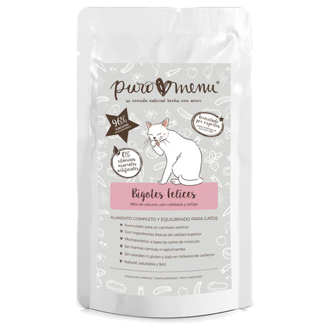 Menú Bigotes Felices BIO de vacuno para gatos Puromenu