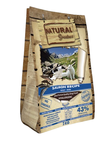 Natural Greatness Salmón es un alimento completo para perros. Ideal para alergias e intolerancias ya que es monoproteíco y aporta un extra de Omega 3 para mejorar la salud de la piel y el pelo. Descubre más en Shop Animal Spirit