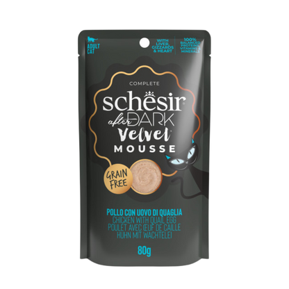 Schesir Cat After Dark Velvet Mousse Pollo con Huevo de Codorniz (12x80g)