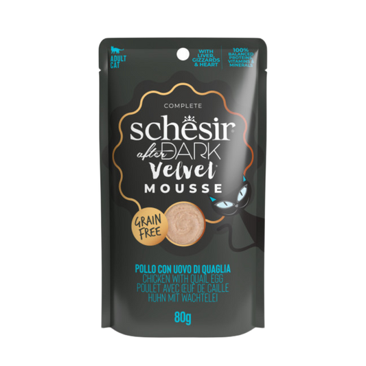 Schesir Cat After Dark Velvet Mousse Pollo con Huevo de Codorniz (12x80g)