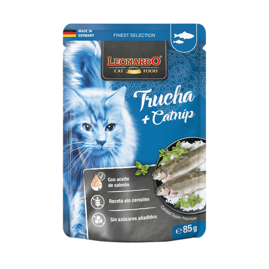 sobre Leonardo Finest selection de Trucha y Catnip para gatos