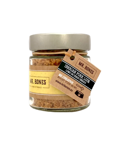 Los toppers de Mr Bones "Cerdo Ibérico" son un suplemento para perros y gatos para hacer sus comidas más apetecibles o como un extra de proteínas. 100% lomo de cerdo ibérico, sin cereales, aditivos ni conservantes. Más en Shop Animal Spirit.