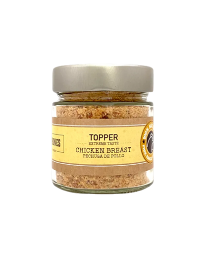 Los toppers de Mr Bones "Pechuga de pollo" son un suplemento para perros y gatos para hacer sus comidas más apetecibles o como un extra de proteínas. 100% Pechuga de pollo, sin cereales, aditivos ni conservantes. Bajo en grasas, ideal para peludos con tendencia al sobrepeso. Más en Shop Animal Spirit.