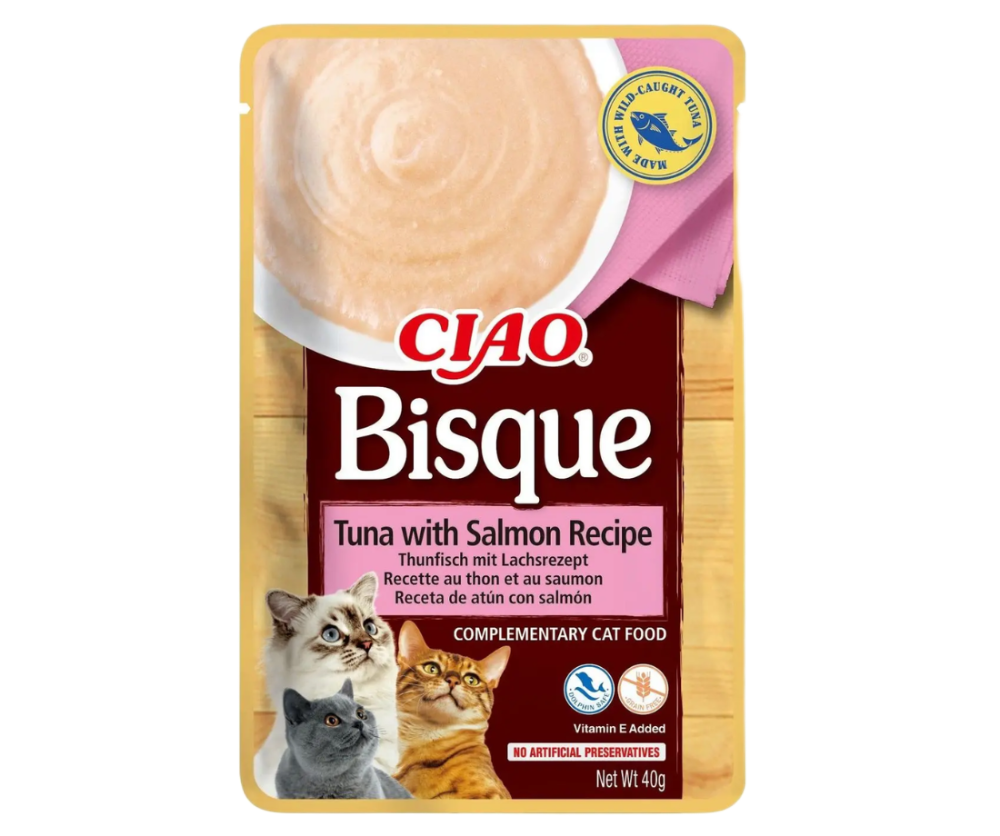 CIAO Bisque (puré) para gatos Atún con Salmón