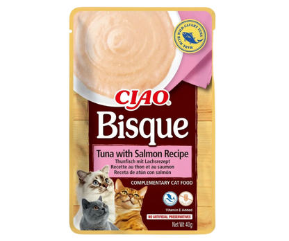 CIAO Bisque (puré) para gatos Atún con Salmón