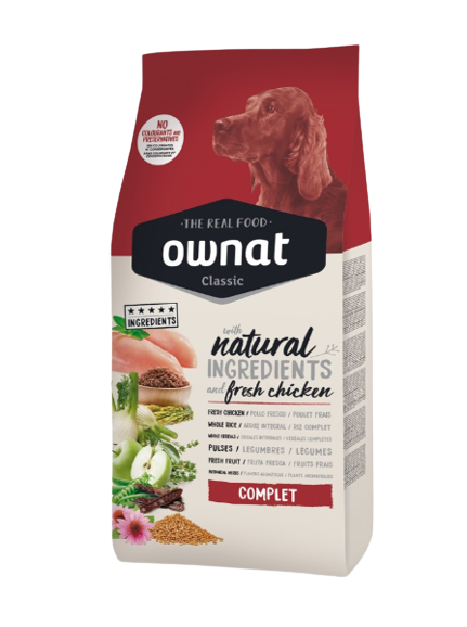 Ownat Classic Complet es un pienso equlibrado y completo para perros adultos de cualquier raza y tamaño. Descubre todos nuestros productos en Shop Animal Spirit