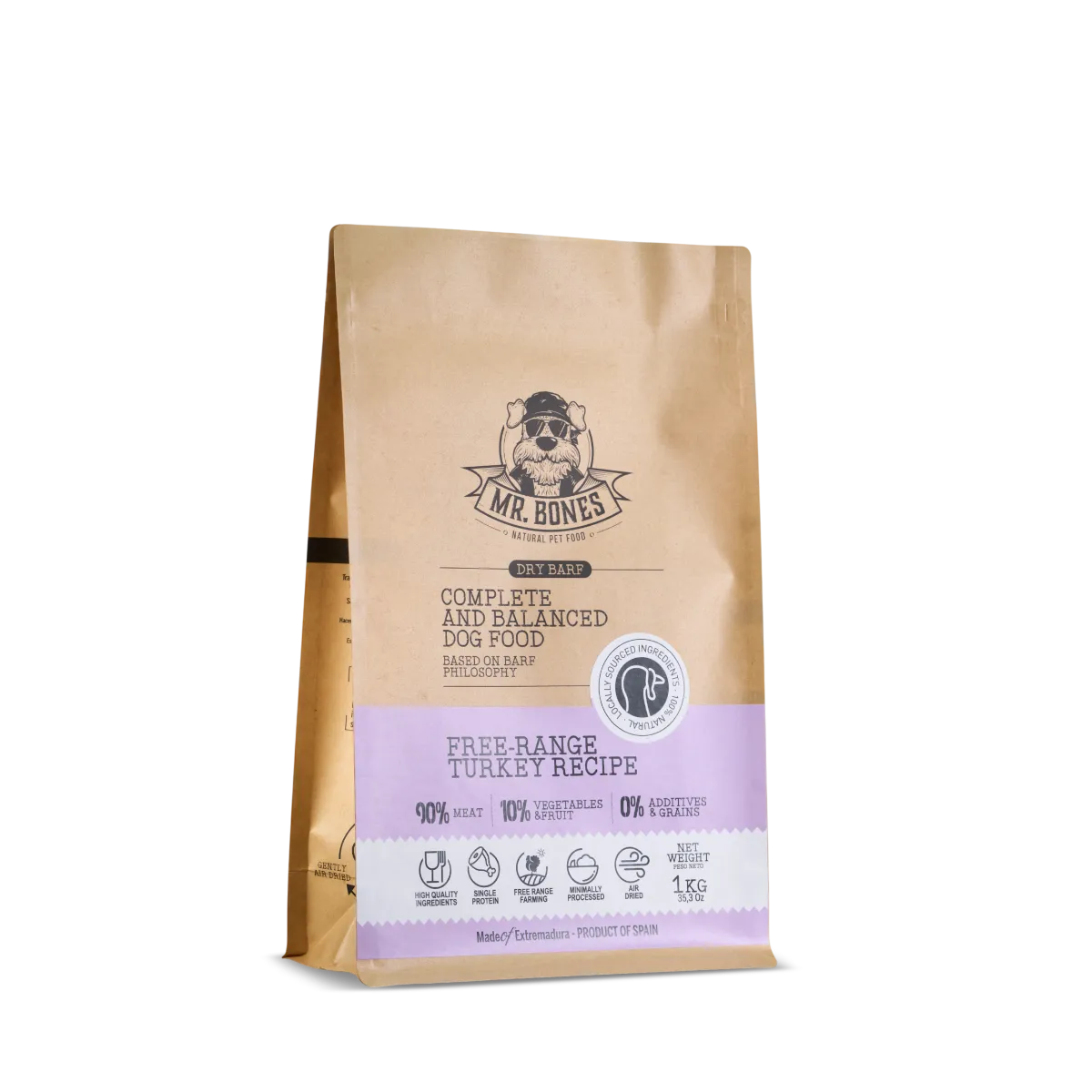 MR BONES Dry Barf Comida deshidratada de Pavo para perros