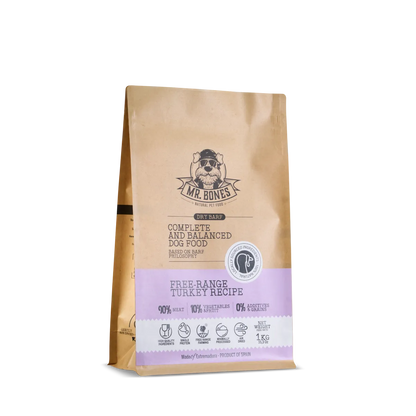 MR BONES Dry Barf Comida deshidratada de Pavo para perros