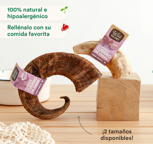 Los cuernos de cabra de Wild Balance son un mordedor 100%natural ideal para prevenir y eliminar el sarro de nuestros perros. Sirven como entretenimiento y reducen el estrés. Descubre más productos en Shop Animal Spirit.