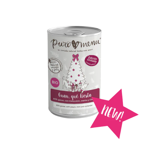 PUROMENU NAVIDAD Menú Guau, que fiesta BIO (Ganso y melocotón)