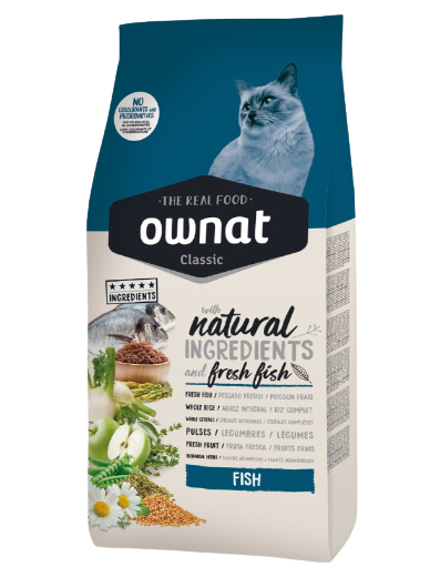 Ownat Classic fish es un pienso ideal para gatos de cualquier tamaño que les encantará por su sabor a pescado. Rico en omega 3 que ayuda a mantener una piel y pelos sanos. Descubre más en Shop Animal Spirit