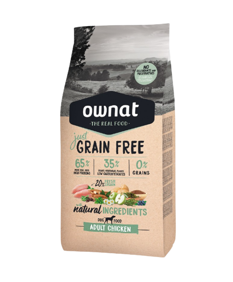 Ownat Grain Free Chicken es un alimento completo y equilibrado para perros adultos de cualquier raza y tamaño, elaborado con las mejores carnes frescas para tu peludo. Descubre más en Shop Animal Spirit