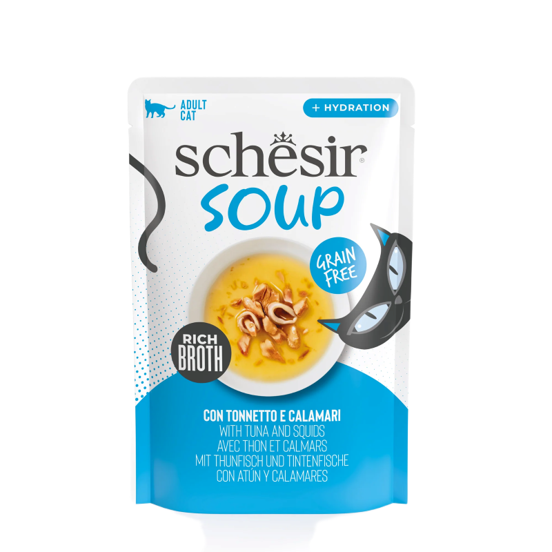 SCHESIR Soup Atún y Calamares para gatos